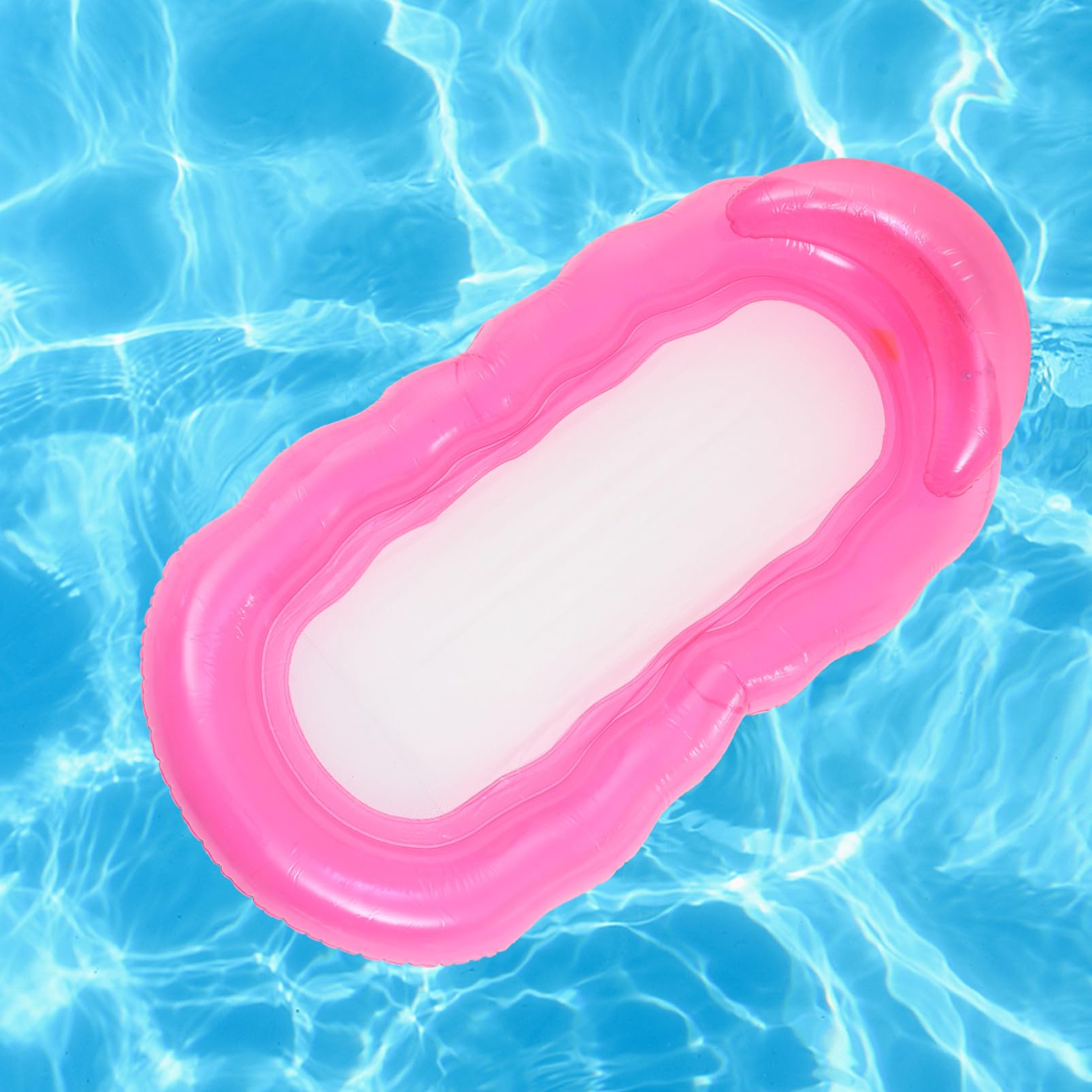 Hamaca Inflable para Piscina Resistente Pinchazos Colchón Flotante y Compacto para Fiesta Piscina y Relajación al Sol Rosa