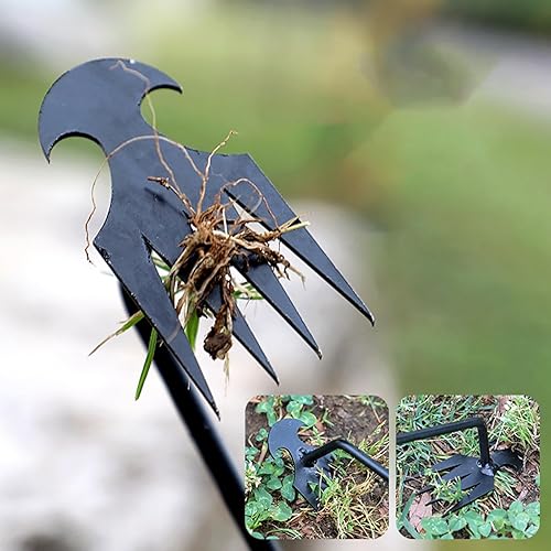 Miniatura 7 de Herramienta de deshierbe de desarraigo, extractor de malezas forjado de acero al manganeso de alta calidad, 4 dientes, desbrozadora de doble