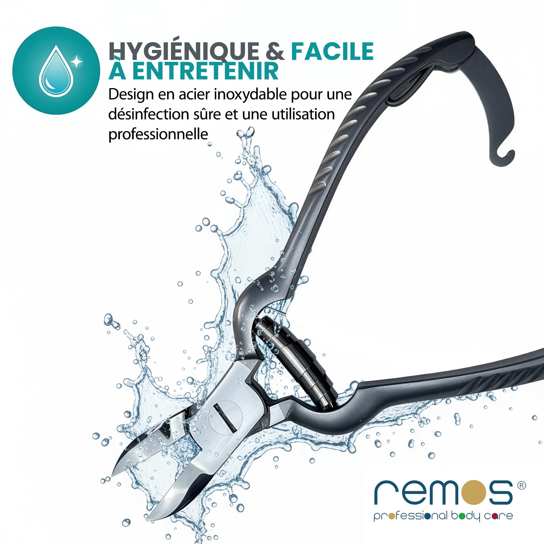 REMOS Pince à ongles avec fermeture acier inoxydable [14 cm] pour ongles de pieds épais
