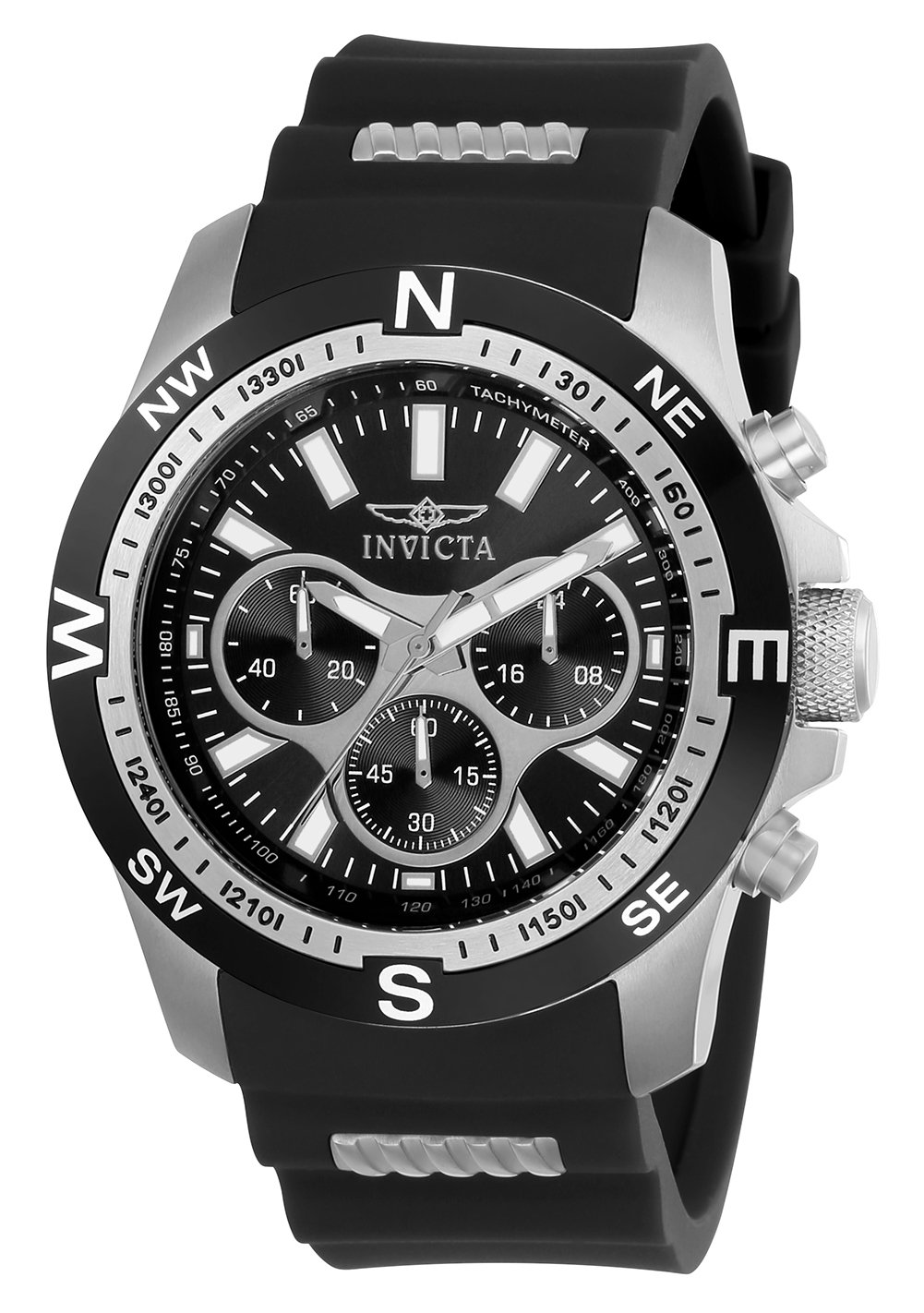 InvictaMen's 'I-Force' Quartz Stainless Steel and Silicone Casual Watch, Color:Black (Model: 22679)