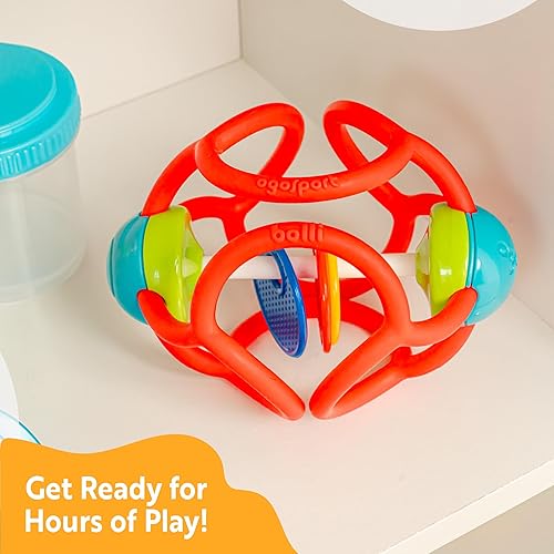 Miniatura 5 de OgoBolli - Anillo de mordedor, bola sensorial táctil y sonajero para bebés y niños pequeños, elástico, esponjoso, suave, no tóxico, silicona para