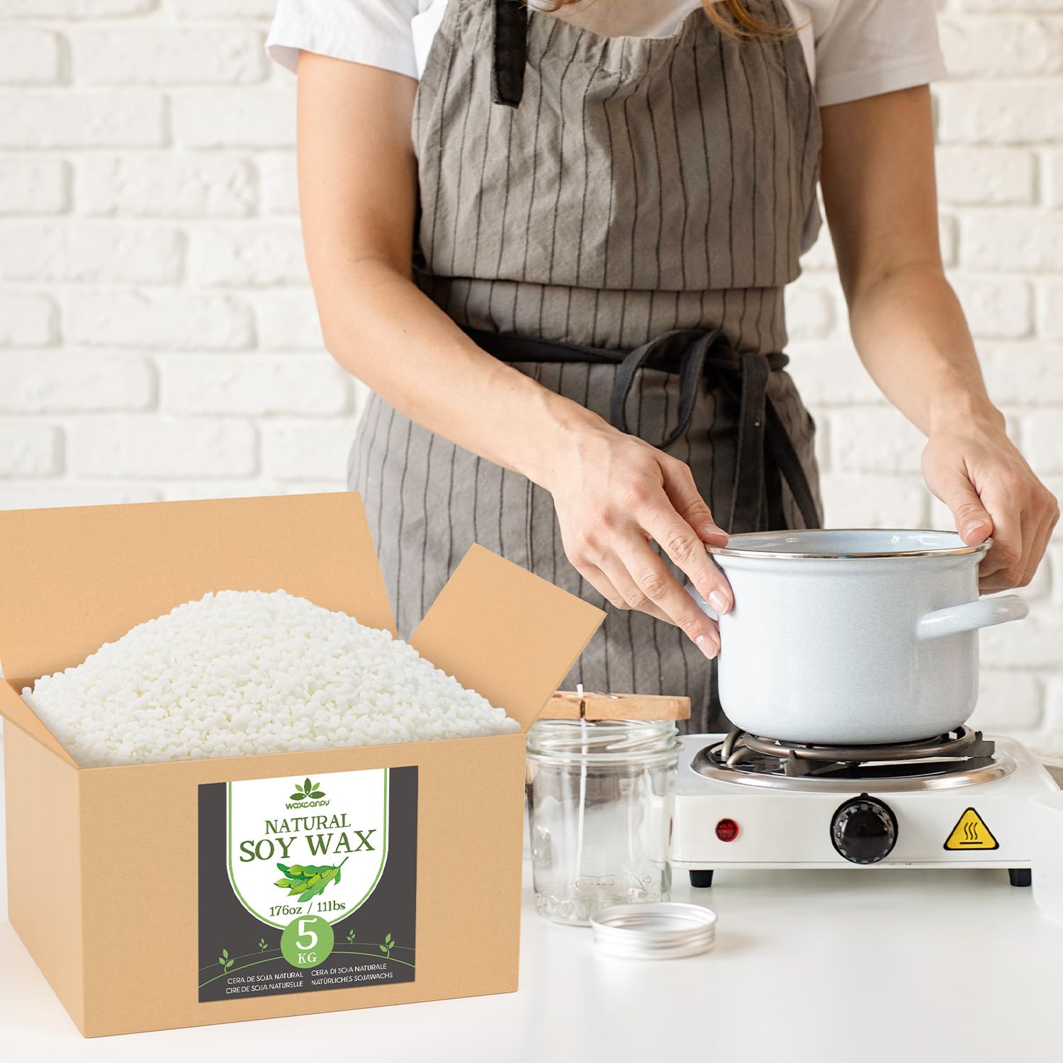 Sojawachs für Kerzen 5KG, Premium Kerzenwachs, Kerzenwachs zum Gießen & Kerzenherstellung, 100% Natürliches Sojawachs für Kerzen