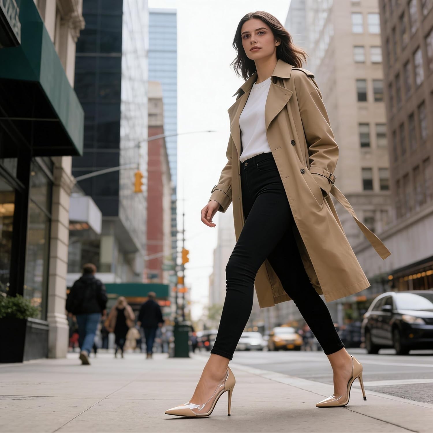 Eldof Womens High Heel Clear Pumps | 10cm Pointed Cap Toe Transparent PVC Stilettos | Wedding Dress Event Pumps Shoes - Image 5