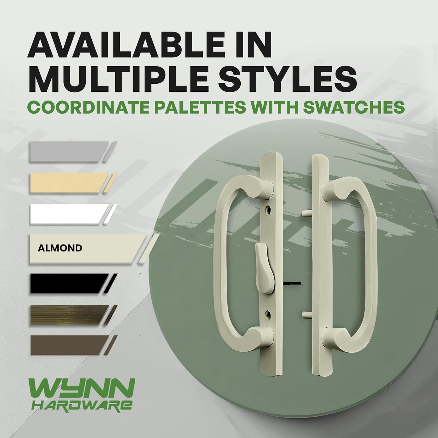 8.5" Legacy Sliding Patio Glass Door Offset Latch Almond Handle Set Replacement - Sash Controls 2265 - No Mortise, Fits 3-15/16" Screw Hole Spacing and 1-1/4" to 2-1/4" Door Thickness
