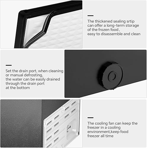 Miniatura 6 de Kismile Congelador de pecho de 27 pies cúbicos sin congelador puerta abierta congelador compacto con temperatura ajustable para el hogar cocina