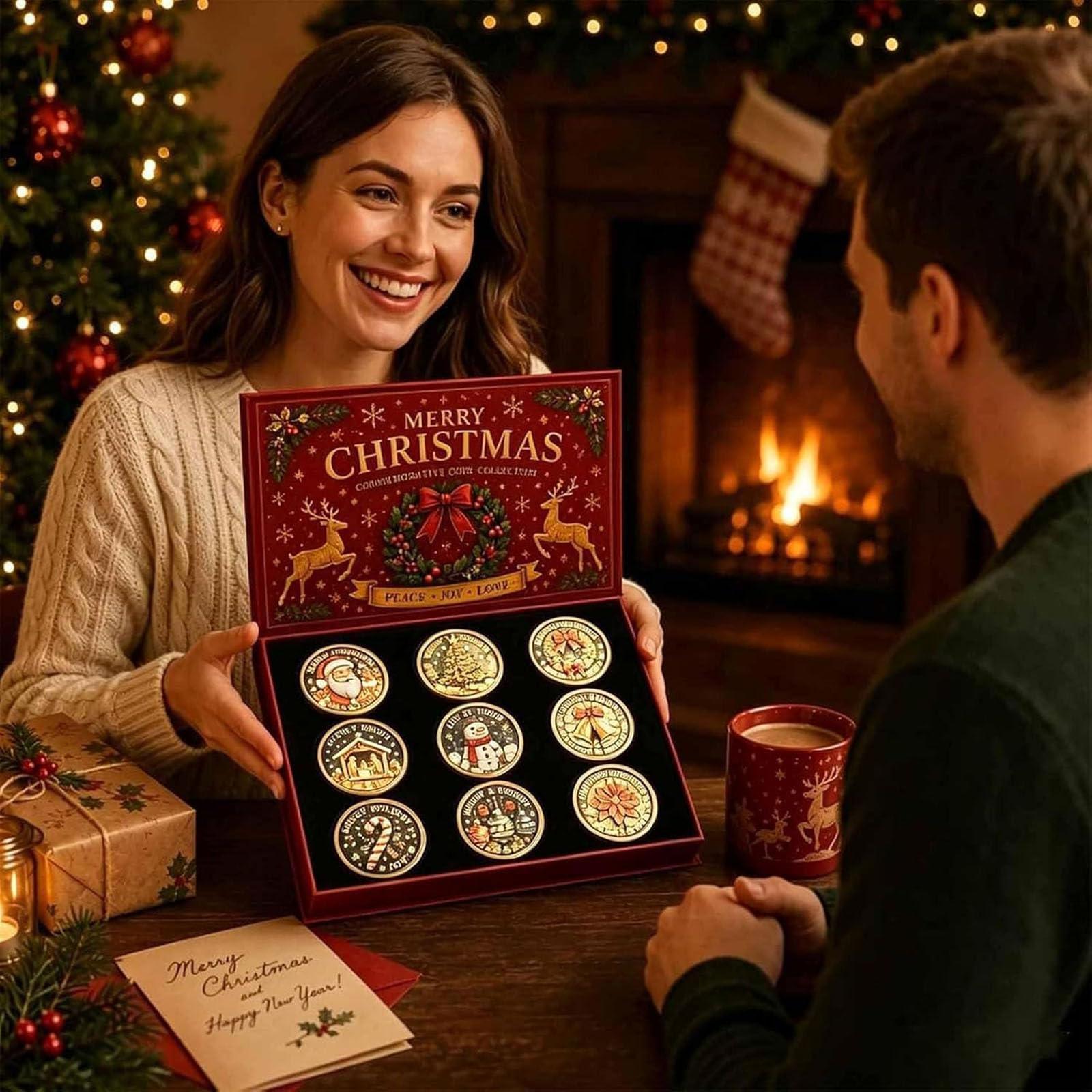 Collezione di Monete Commemorative Natalizie, Set da 9 Pezzi (2pc)