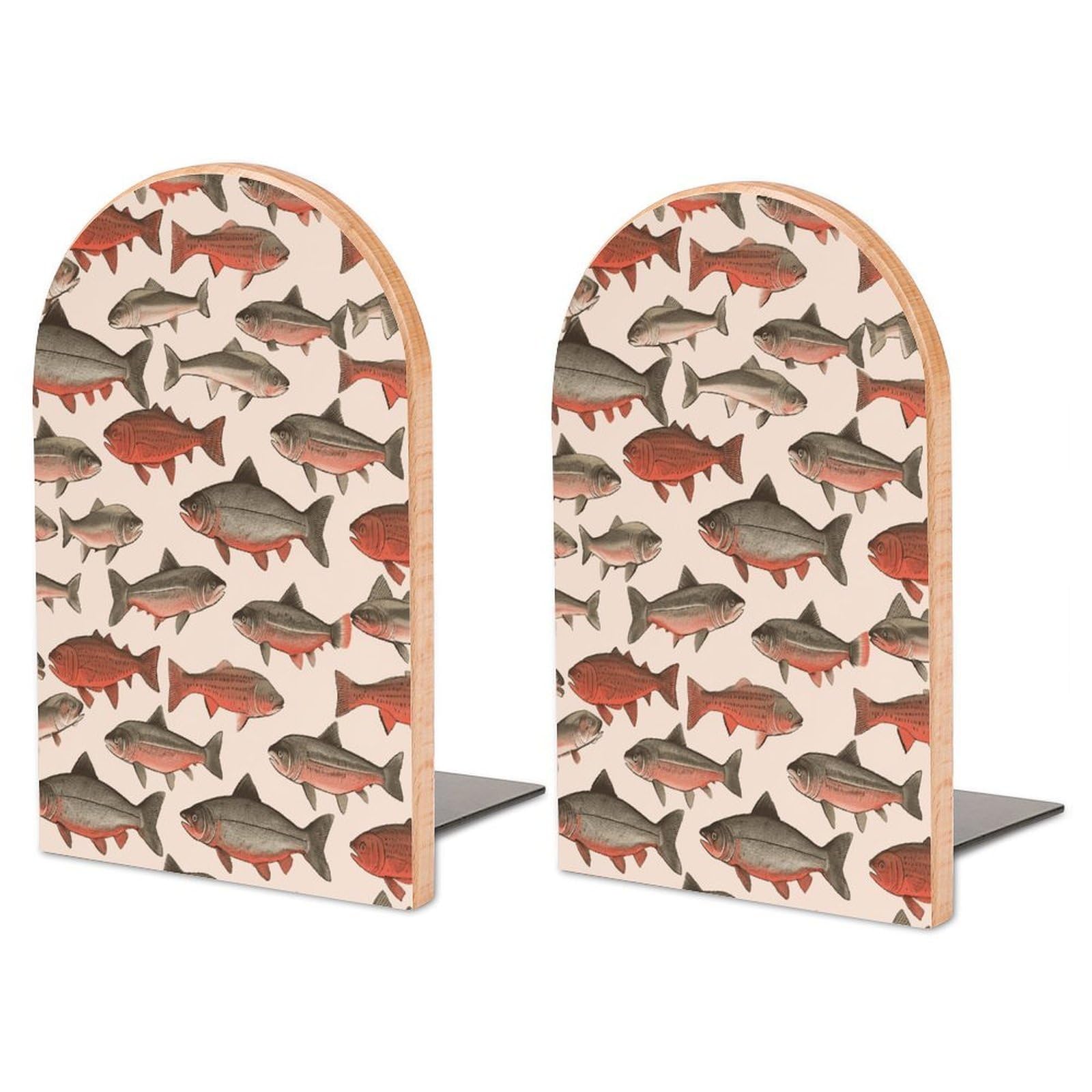 Salmon Wood Bookend for Shelves 1 Pair