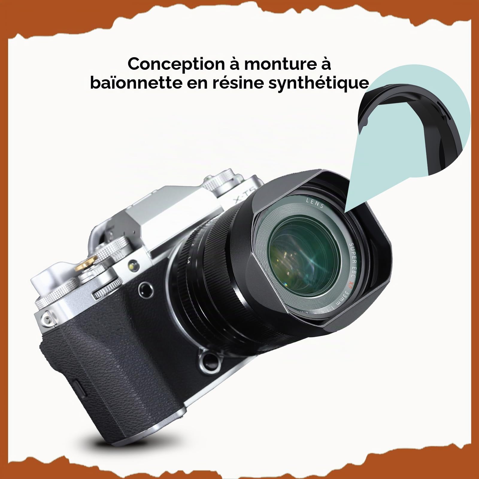Haoge LH-X33B Pare-soleil à baïonnette en métal pour Fujifilm XF 16-50 mm F2.8-4.8 R LM WR Fuji XF 33 mm F1.4 R LM WR, XF23 mm F1.4 R LM WR, Fujinon XF33 mm/F1.4 Pare-soleil avec capuchon en métal