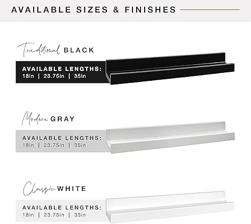 Miniatura 5 de MCS Repisa pintada, negro, 18 pulgadas, juego de 2