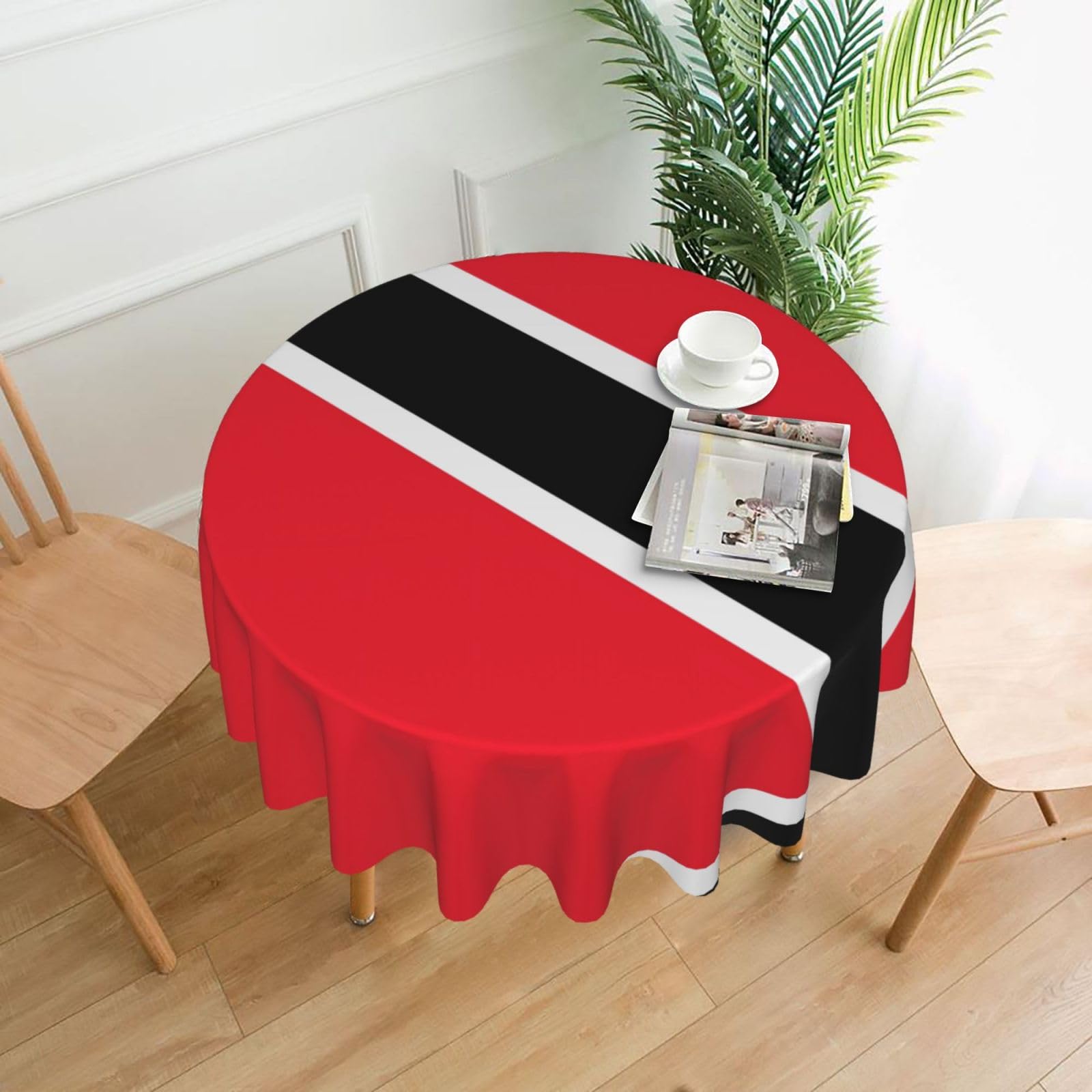 Flag Of Trinidad And Tobago Print Round Washable Tablecloth – Table Cover