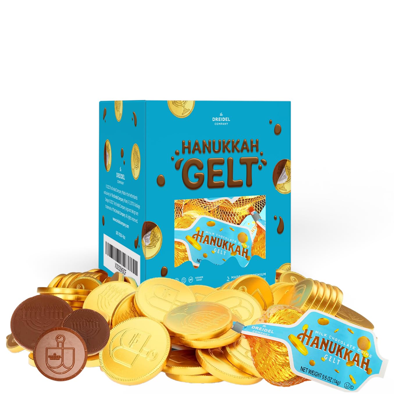 Hanukkah Monedas de oro de gelt de chocolate en bolsa de malla