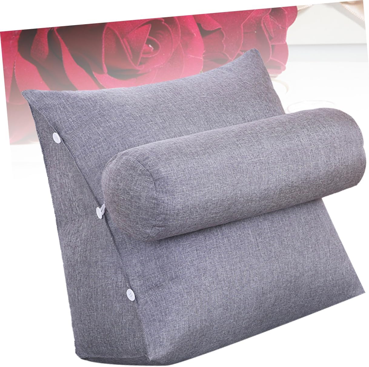 Bed Triangle Cushion Armrest Ergonomic Waist Rest and Neck Support Pillow for Reading Home and Car Dark Grey