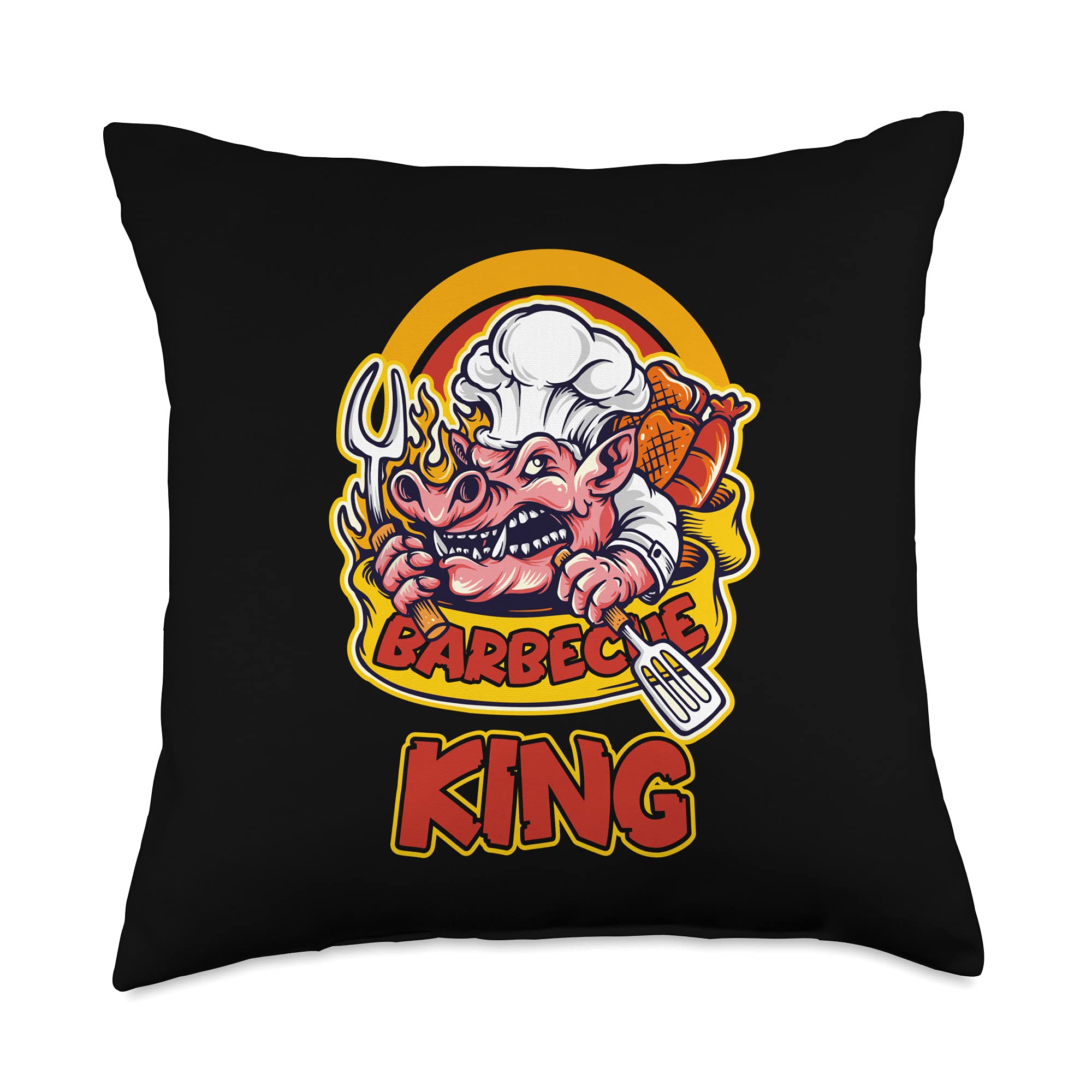 Barbecue Masters Look Great With Our Gear Barbecue King-BBQ-Bar-B-Q-Barbeque Chef Throw Pillow, 18x18, Multicolor