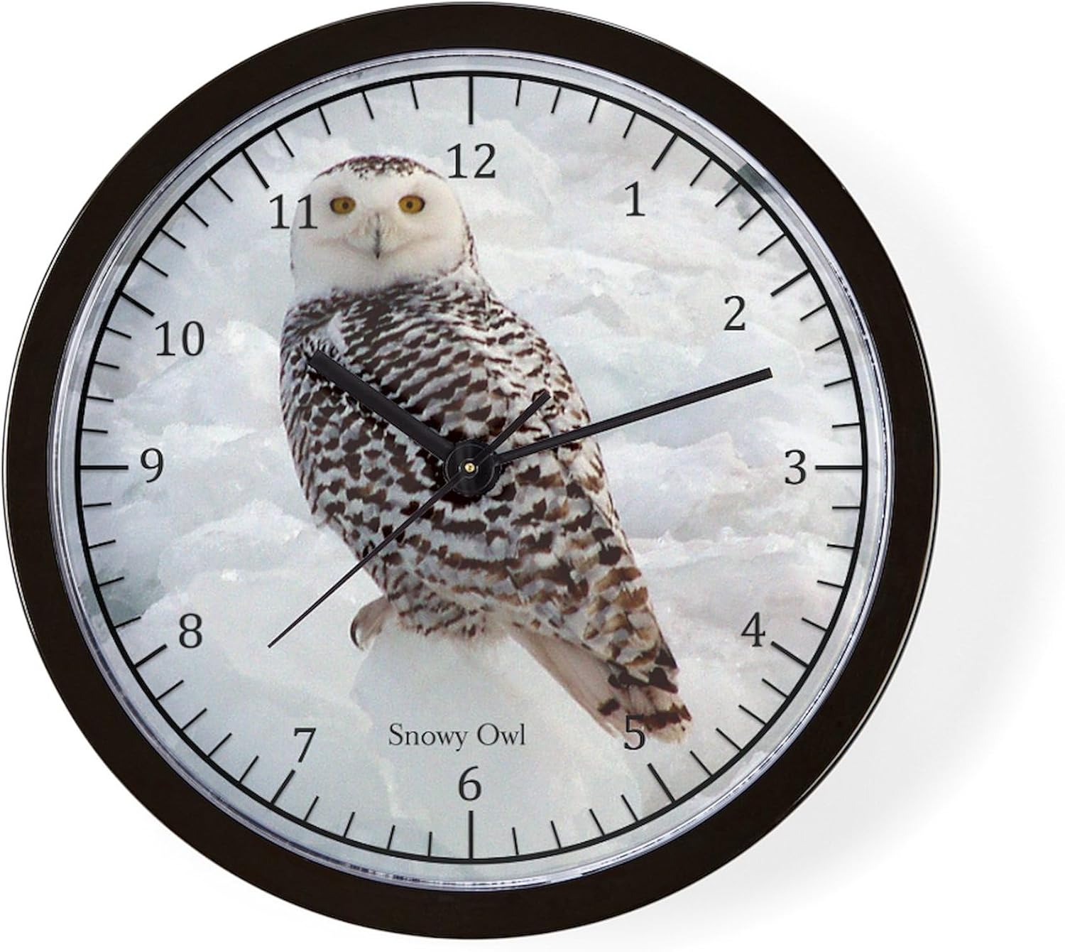CafePress Snowy Owl 10" Wall Clock for Livingroom, Kitchen, or Office