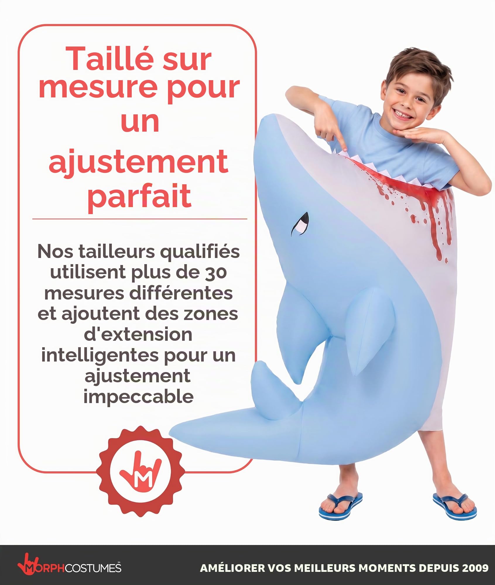 Morph Costume Gonflable Requin Enfant, Déguisement Halloween Requin, Costume Enfant Original, Taille Unique