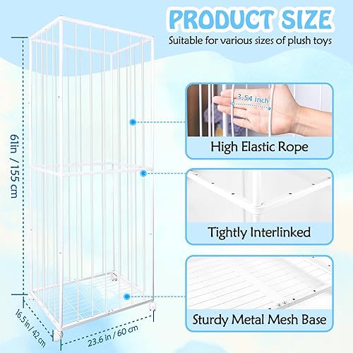 Miniatura 2 de Almacenamiento de animales de peluche, tubo de metal extra grande organizador de almacenamiento de juguetes con ruedas de freno, soporte para