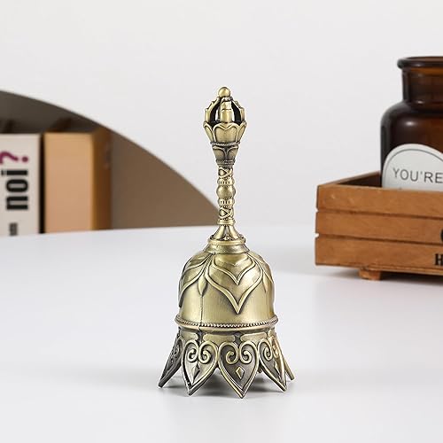 Miniatura 8 de Campana de llamada de latón súper fuerte para sonar en boda, campanas de mano de loto para personas mayores, campanas de cena para profesores,