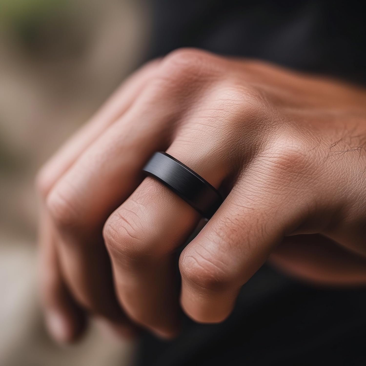 LerchPhi Titanium Rings for Men - 8mm Black Wedding Band, Classic Minimalist Design, Ideal Mens Wedding Ring & Gift for Him, Size 10.5 - Image 4