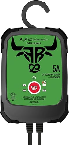Schumacher Electric Cargador y mantenedor de batería para granja y rancho, FR01538, 3 en 1, totalmente automático, 5 amperios, 12 voltios, para