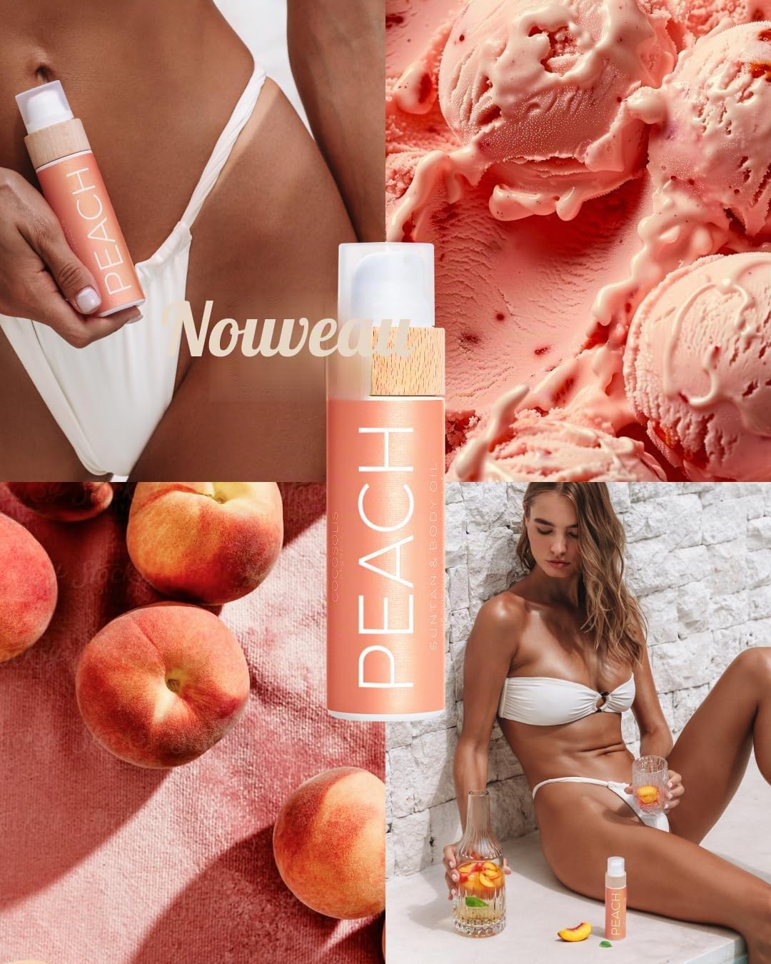 COCOSOLIS PEACH Accélérateur de bronzage – Huile bio avec vitamine E et parfum de pêche pour bronzage intense et rapide