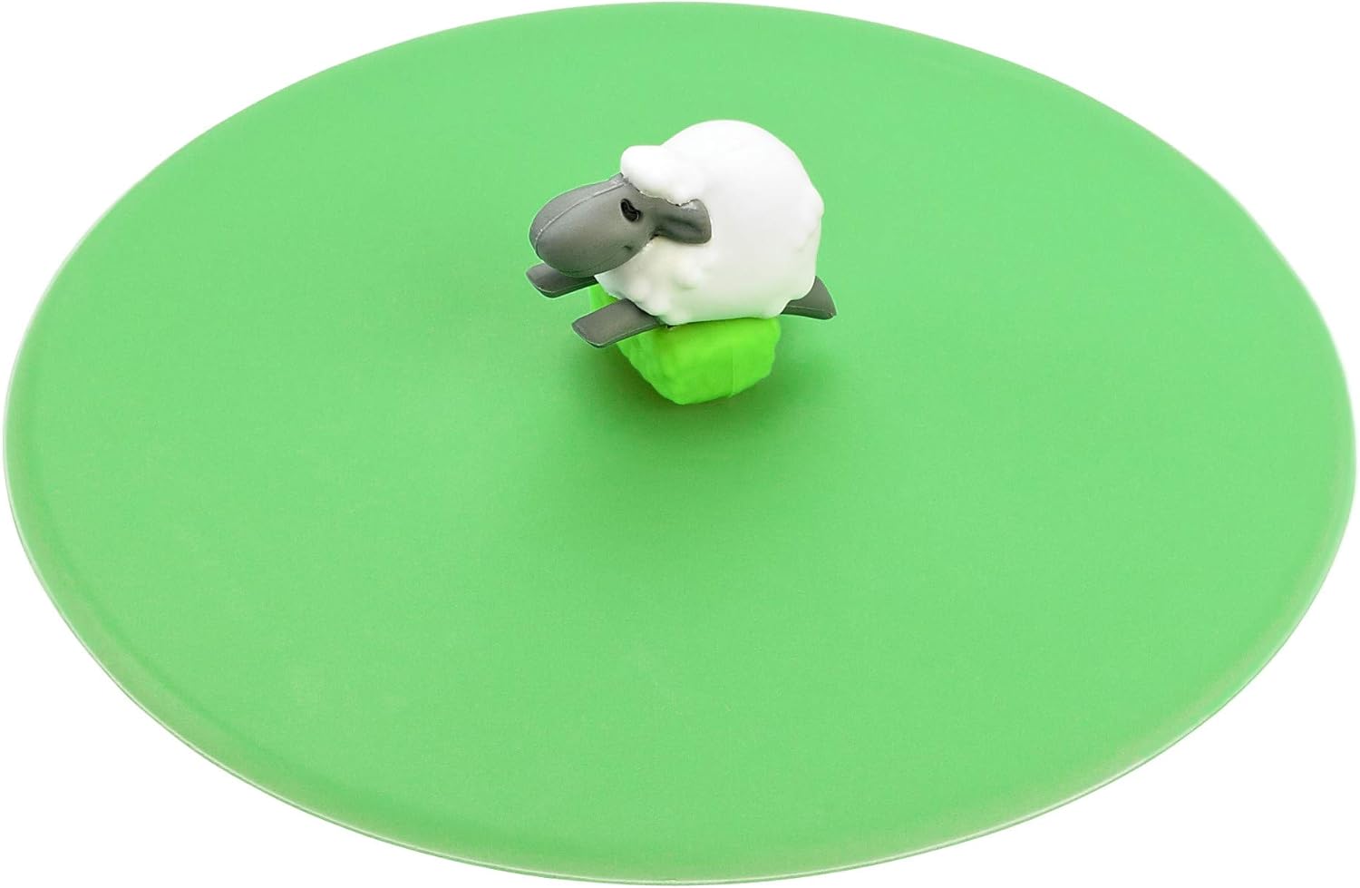 LURCH Germany Silicone Reusable Coffee & Tea Mug Lid | Glass Cup Cover | Anti-dust And Camping & Outdoor Suction Seal | For Hot and Cold Beverages | Set of 3 - Green (Farm Animals Theme)