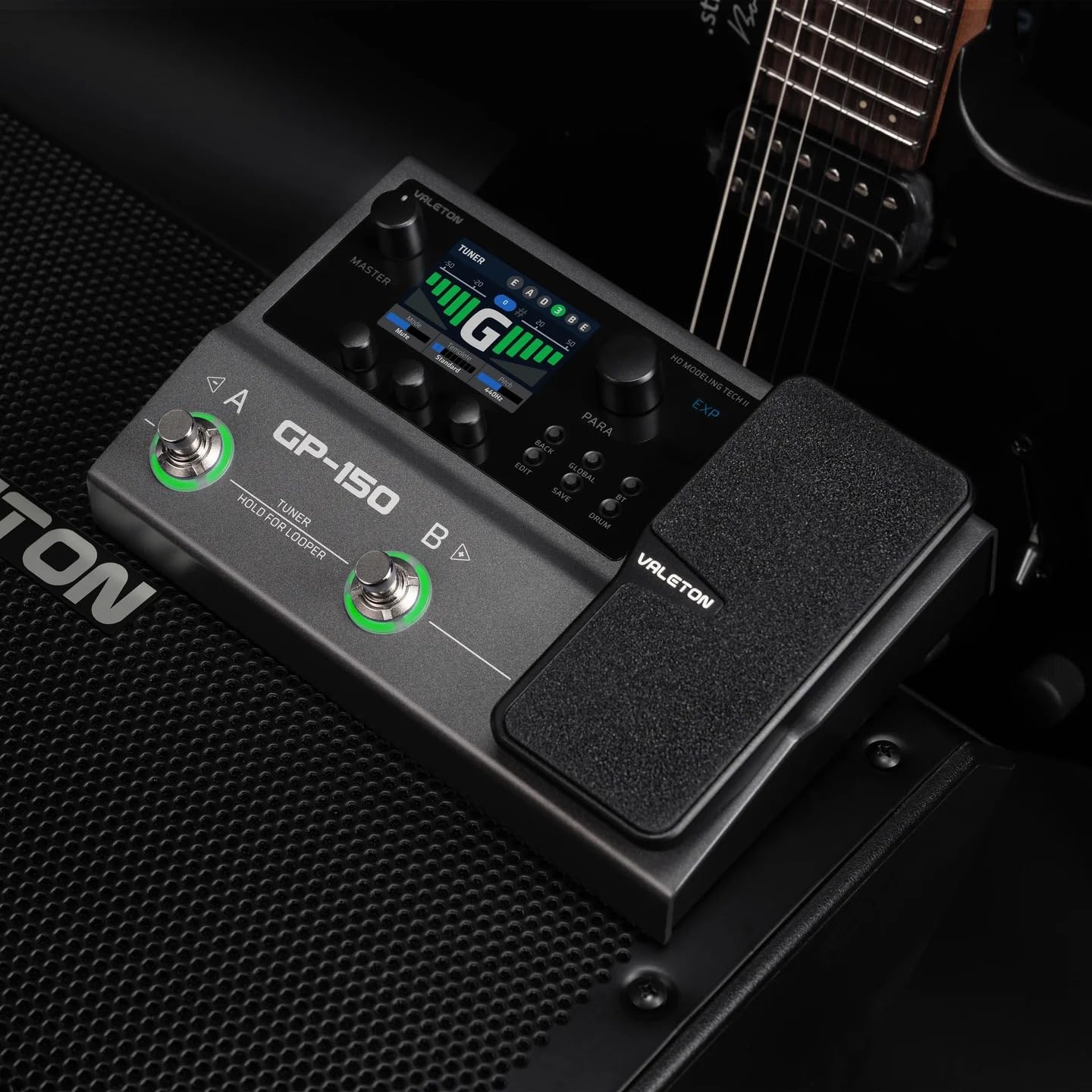 Valeton GP-150 Processore multi-effetto per chitarra con pedale di espressione, oltre 200 effetti, modellazione NAM SnapTone, caricatore a infrarossi, looper, drum machine, interfaccia audio USB