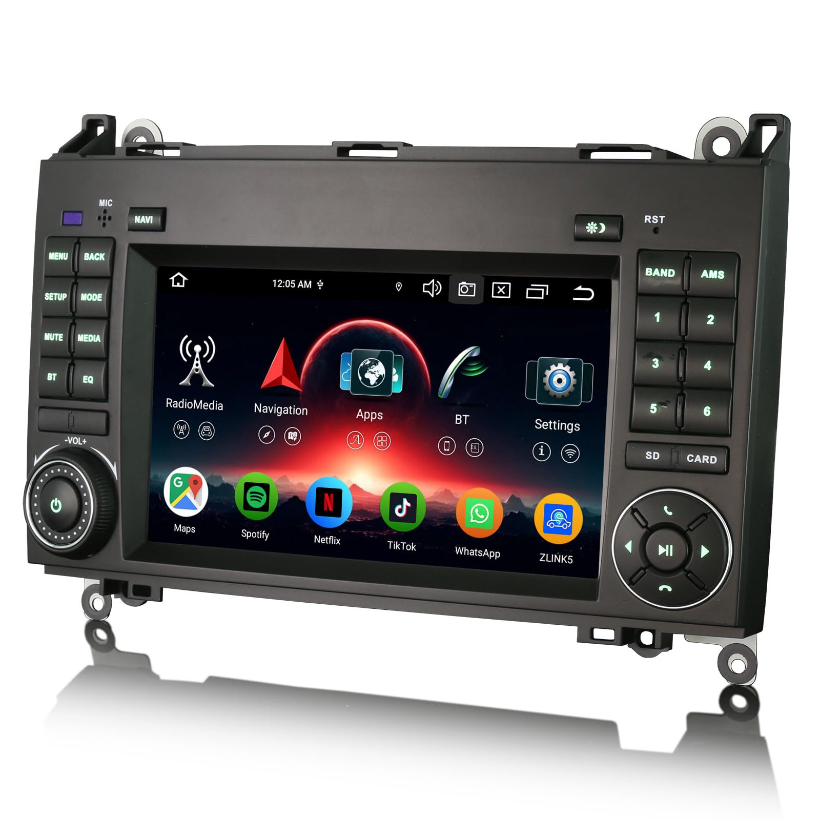 Erisin 7 Zoll 8-Kern 4GB+64GB Android 16 Autoradio Bluetooth mit GPS Navi für Mercedes A Klasse W169 B Klasse W245 Sprinter Viano W639 Vito VW Crafter CarPlay Android Auto DSP DAB+ WiFi RDS FM SWC