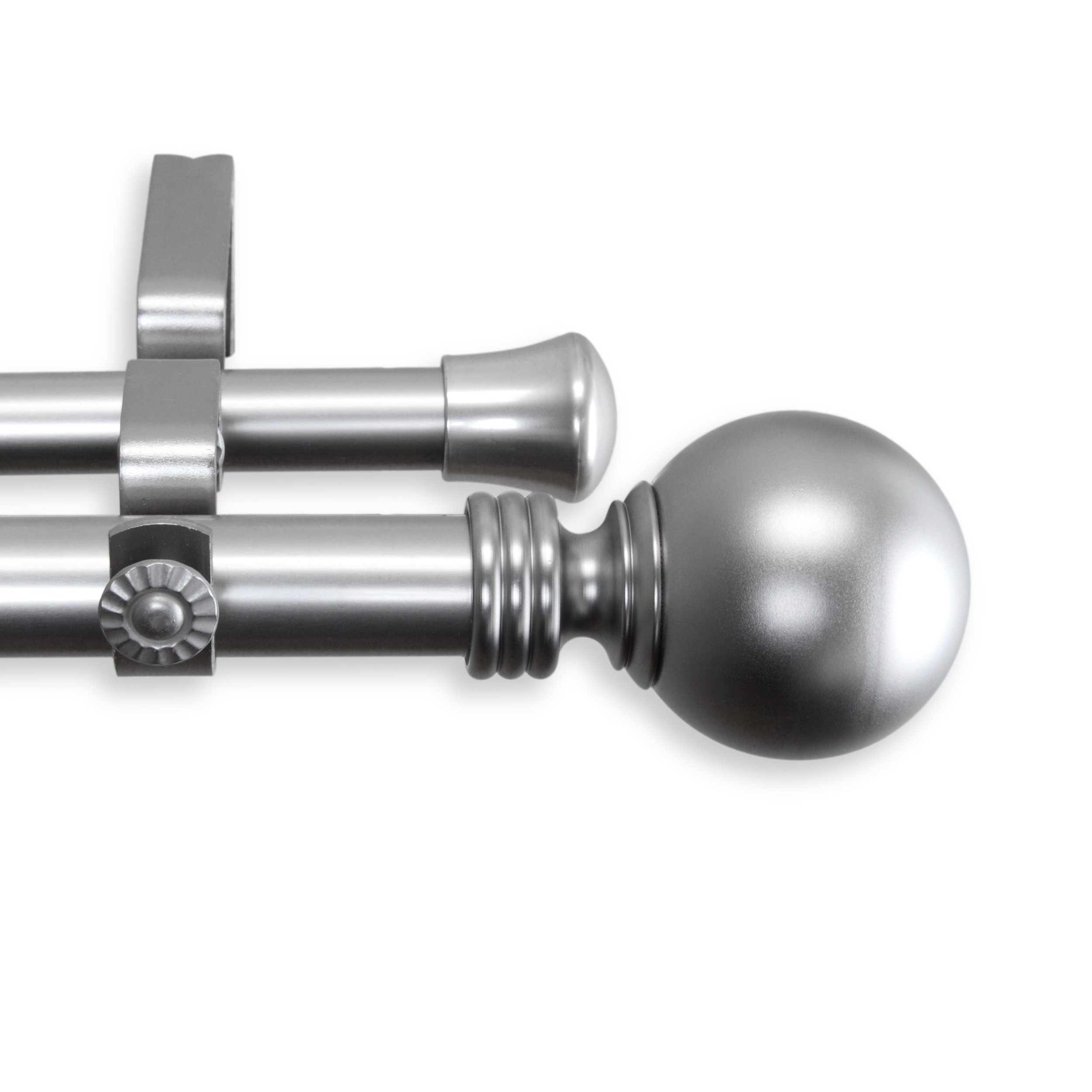 A&F Rod Decor - Ball Double Curtain Rod 1 inch Diameter, 160-240 inch - Satin Nickel