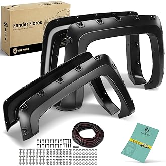 YHTAUTO Pocket Bolt-Riveted Style Fender Flares w/Hardware Kit Replacement for Chevy Silverado 1500 2014-2018, Silverado 2500 HD/3500 HD 2015-2019, 6.5 & 8.1Ft Long Bed, Shiny Black, Set of 4