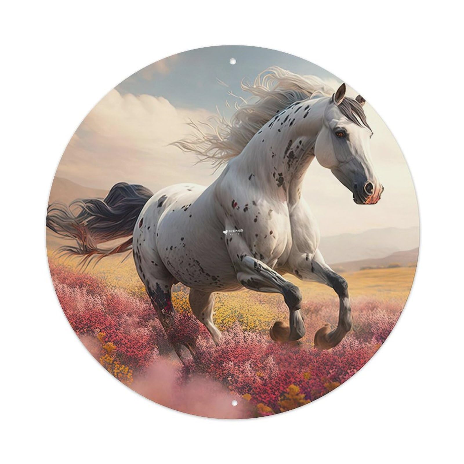 Horse Art Appaloosa Vintage Metal Tin Sign Plaque Wall Decor for Cafe, Club, Garden Round Metal Poster 8x8Inch