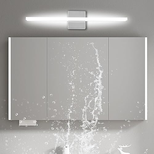 Miniatura 7 de Lámpara LED de tocador de baño de 16 pulgadas sobre espejo, moderna para interiores, cromada, 10 W, 5000 K, aplique de pared blanco frío para baño,