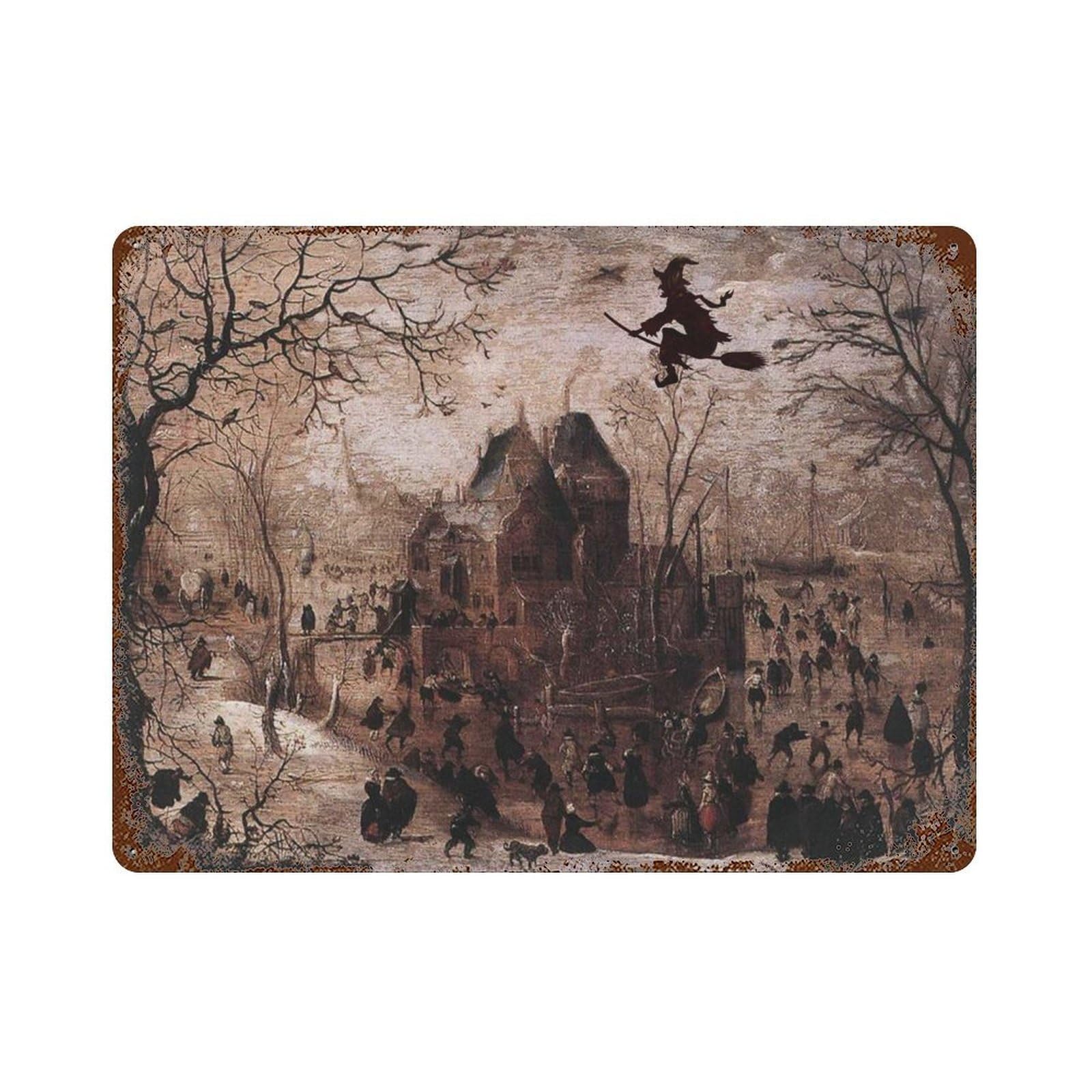 xiaoxiaoshen Retro Witch Halloween Country Style, Dark Gothic Painting Wall Decor Art Metal Tin Poster Modern Home Decor Art Home Bar Shop Decorations Vintage Sign 30x40cm