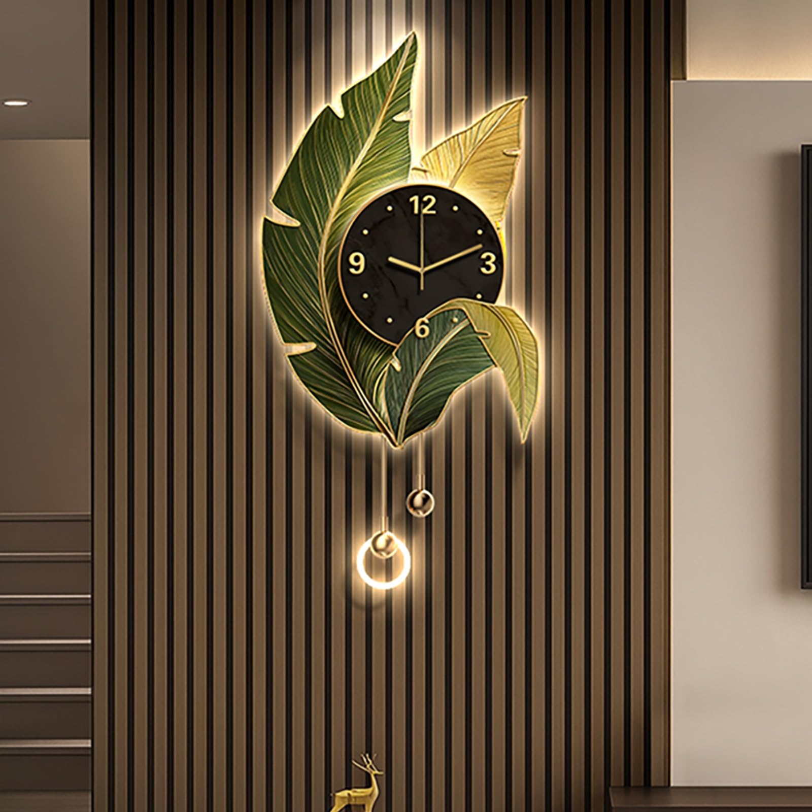 Horloge murale silencieuse a mecanisme quartz et eclairage LED pour chambre - 8