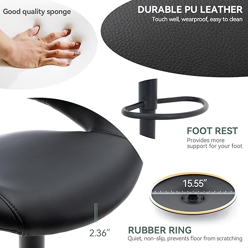 Miniatura 7 de Vogue Furniture Direct Taburetes de bar ajustables, modernos y bonitos taburetes giratorios de piel sintética con respaldo hueco, sillas de bar de