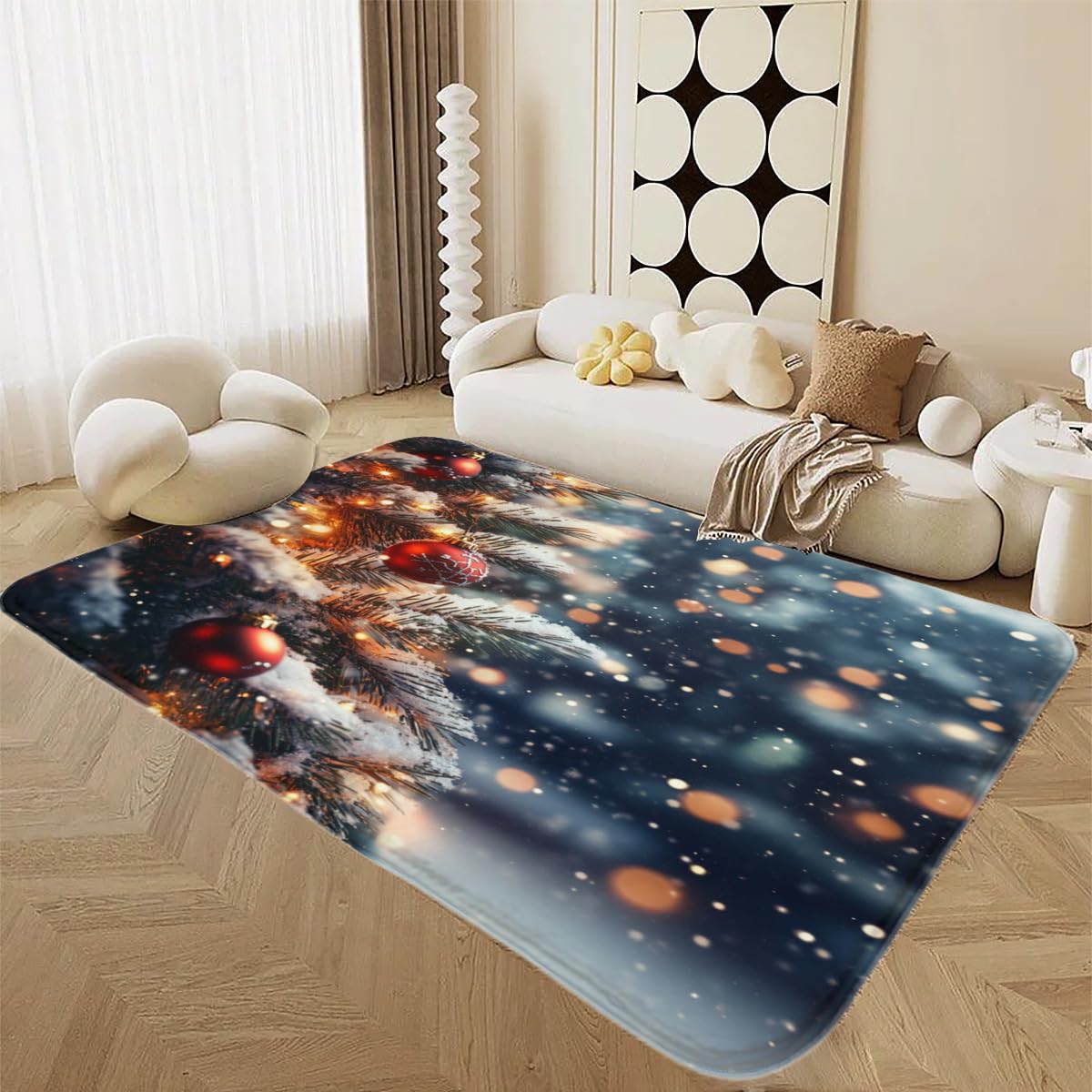 Tapis de Père Noël en flanelle pour salon cuisine et balcon