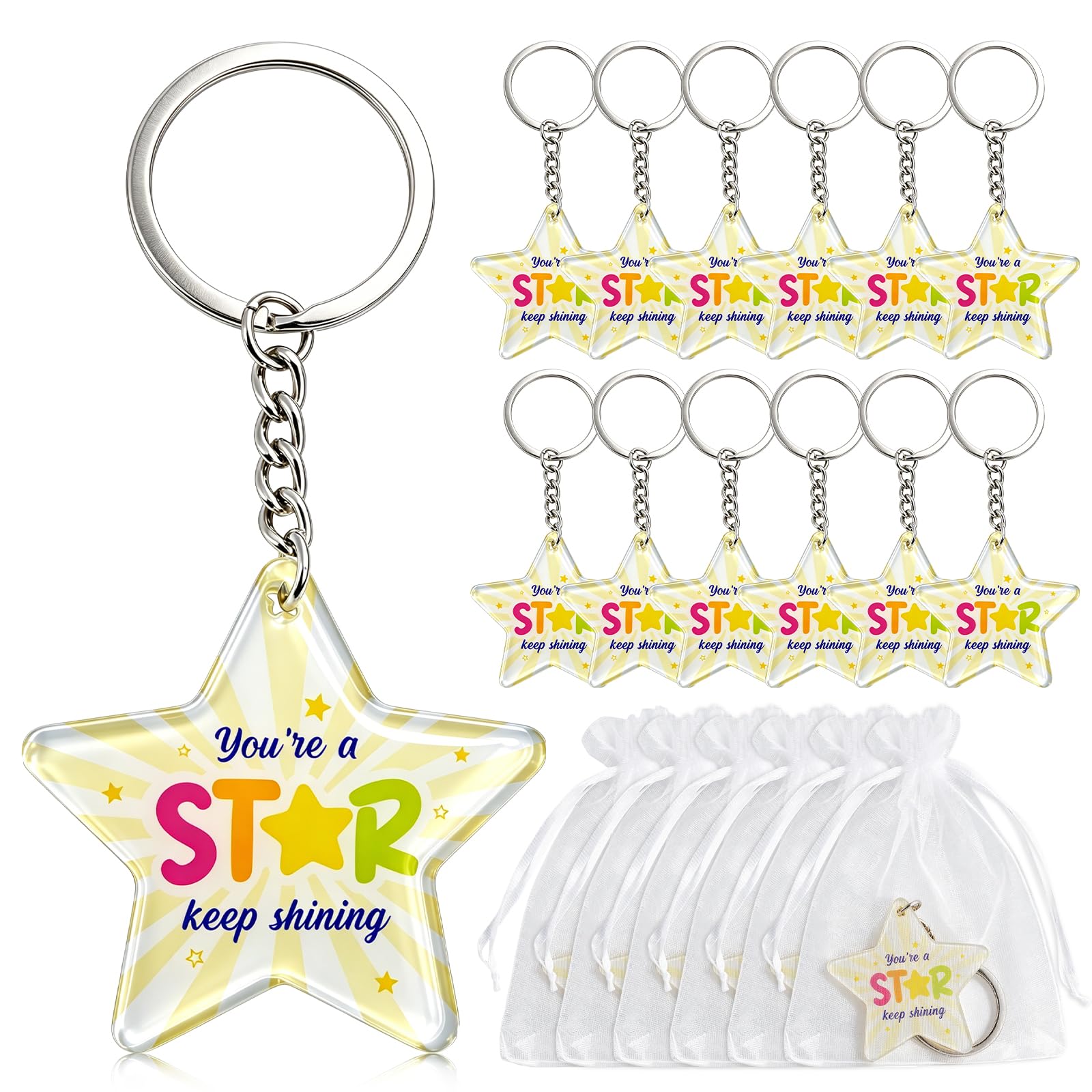 Doorio Unisex Kids A 30 Sets School Leaver Gifts End Of Term Crylic Star Keyrings Graduation Gifts For Children Students Leaving Gifts From Teachers Graduation Party Favours (A)