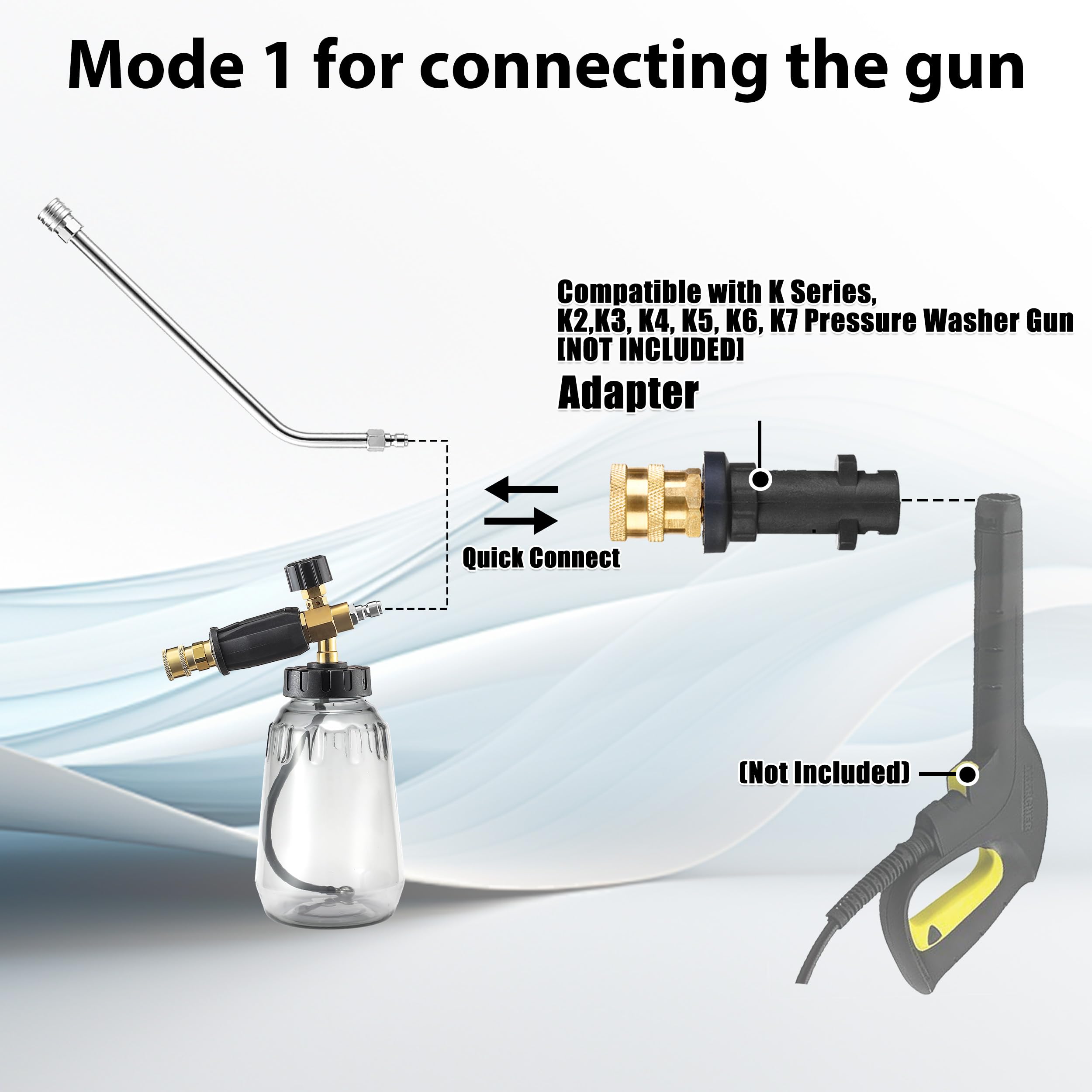 M MINGLE Nettoyeur Sous Voiture 40cm avec Canon à Mousse, pour KarcherK2-K7 | Nettoyeur Dessous de Caisse pour Nettoyeur Haute Pression, Rallonges de Lance et Adaptateur, Raccord Rapide 1/4", 280 bar