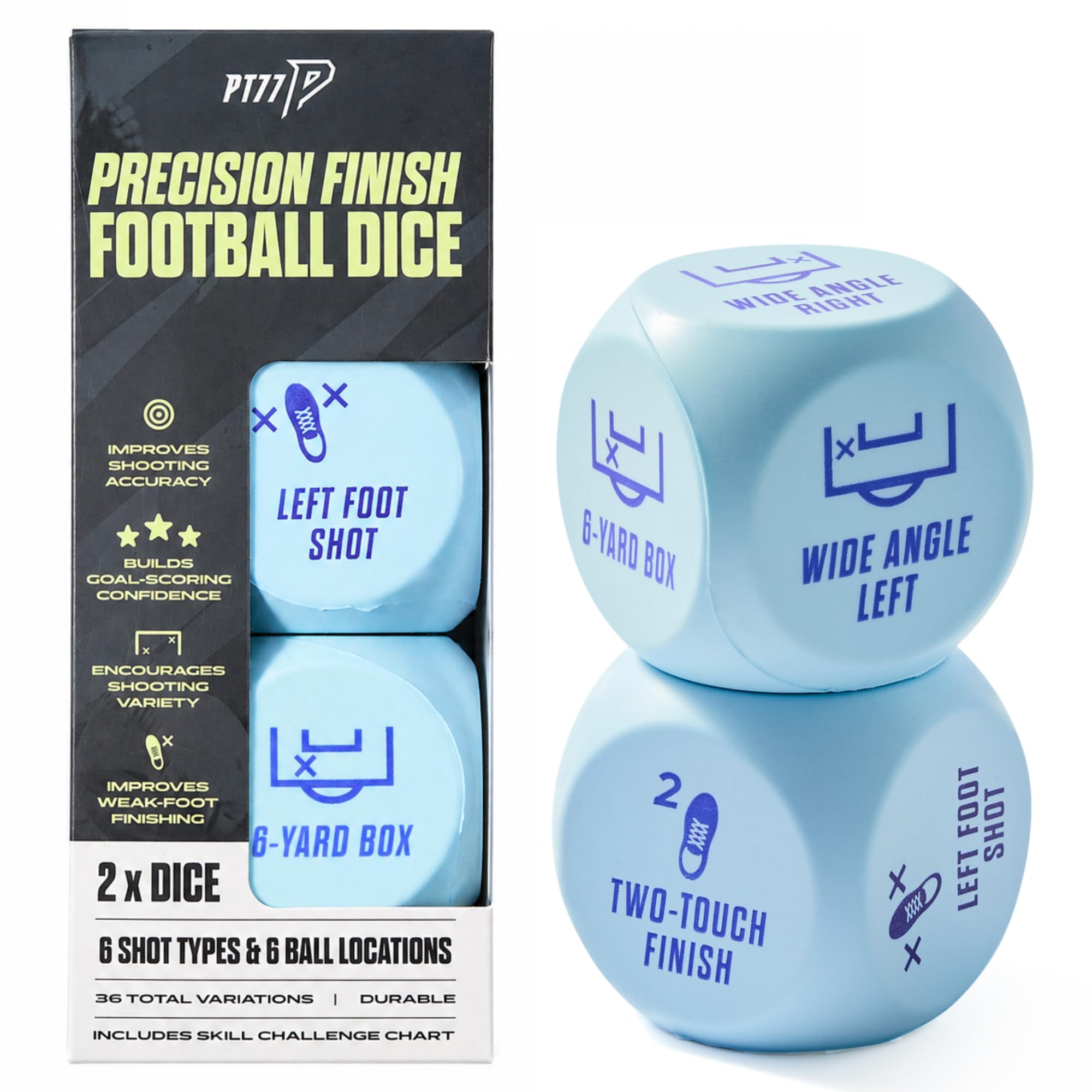 Phoenix Fitness Football Training Dice – Football Training Equipment for Kids, Boys & Girls – Develop Ball Control, Dribbling & Shooting Skills – Elite Control or Precision Finish (Precision Finish)