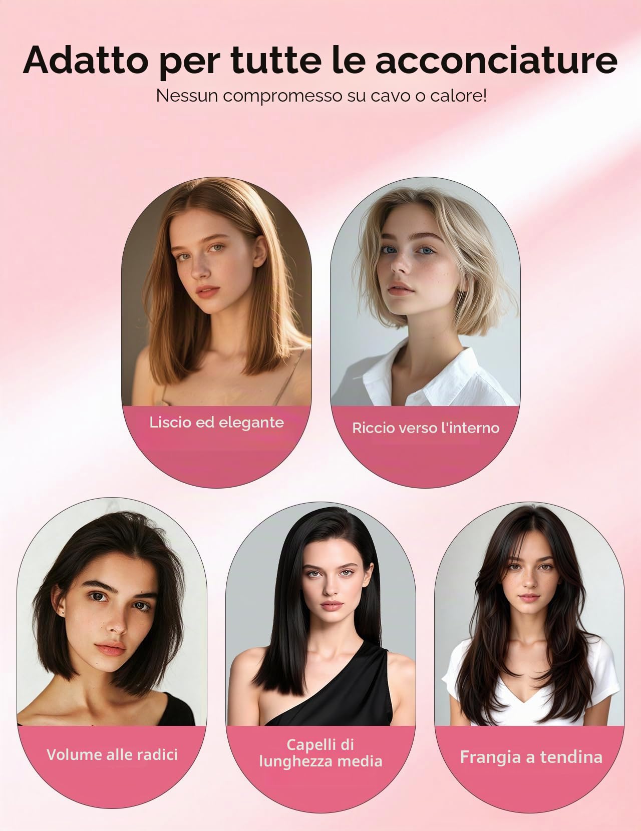 LANDOT Mini spazzola lisciante per capelli: piastra lisciante e spazzola per capelli 2 in 1 per una facile e veloce lisciatura – piccola spazzola lisciante ideale per capelli corti e medi