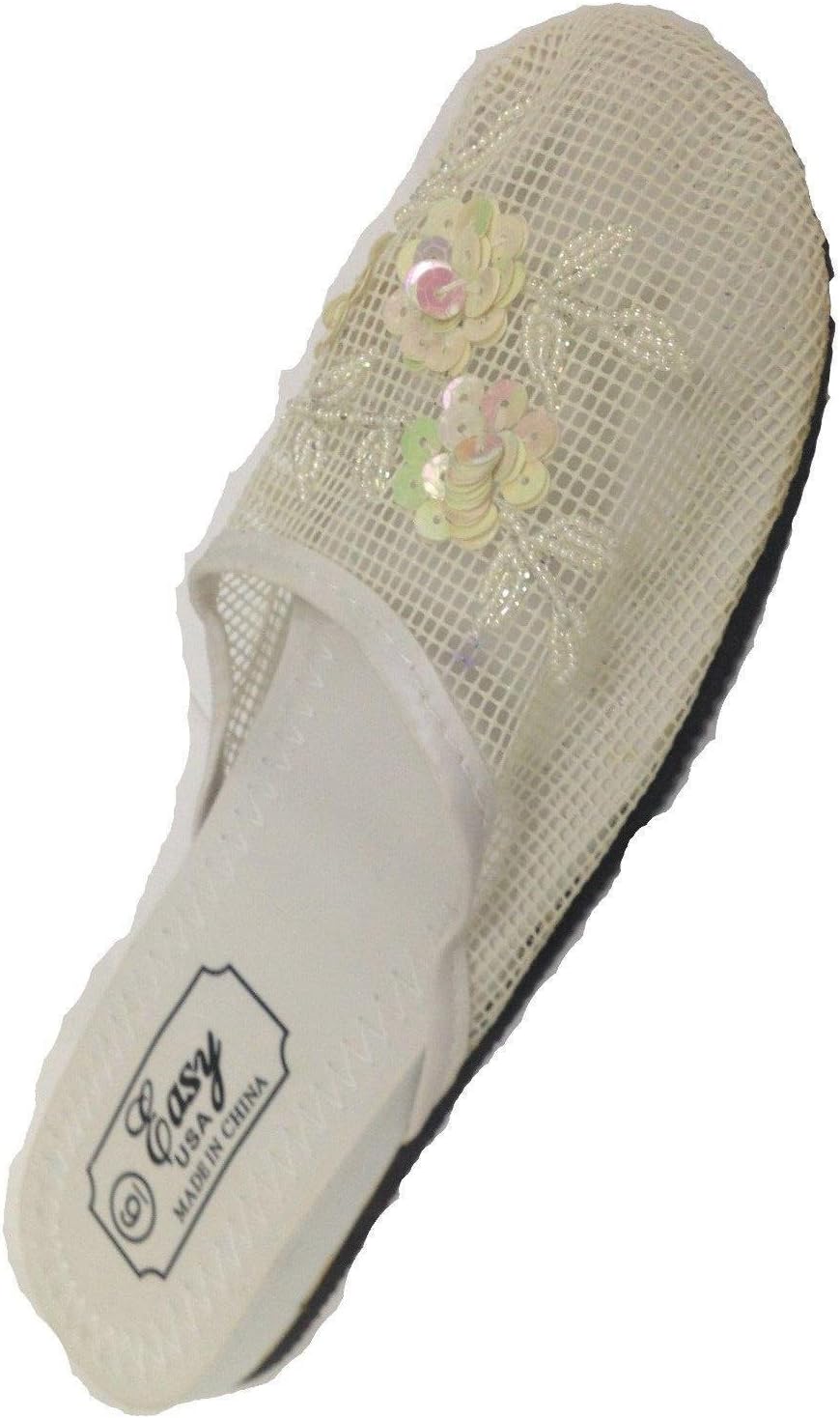 Easy USA Women's Mesh Slippers with Sequin