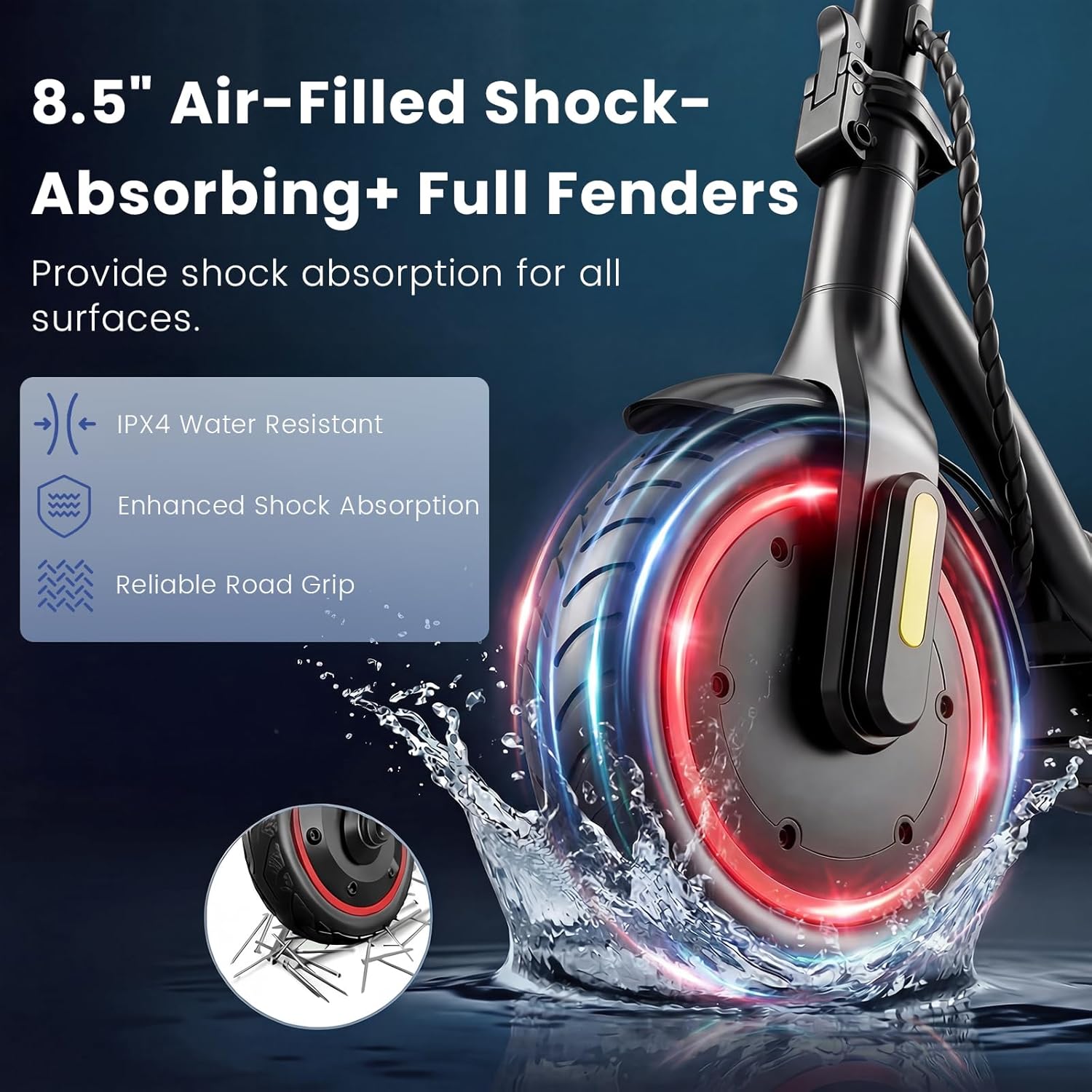 Electric Scooter - Electric Scooter for Adults, 500W Motor, 21 Max MPH, 21 Miles Max Range, APP Control, Double Braking Systems, 8.5’’ Pneumatic Tire, Foldable E-Scooter