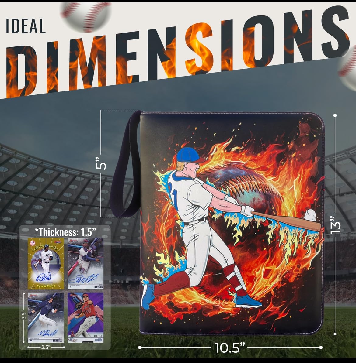 900 Hundred Pockets, Baseball Card Binder, Baseball Cards Binder With Unique Design, Baseball Binder, Leather Baseball Card Album fits 900 Hundred,Baseball Card Binder With Sleeves.