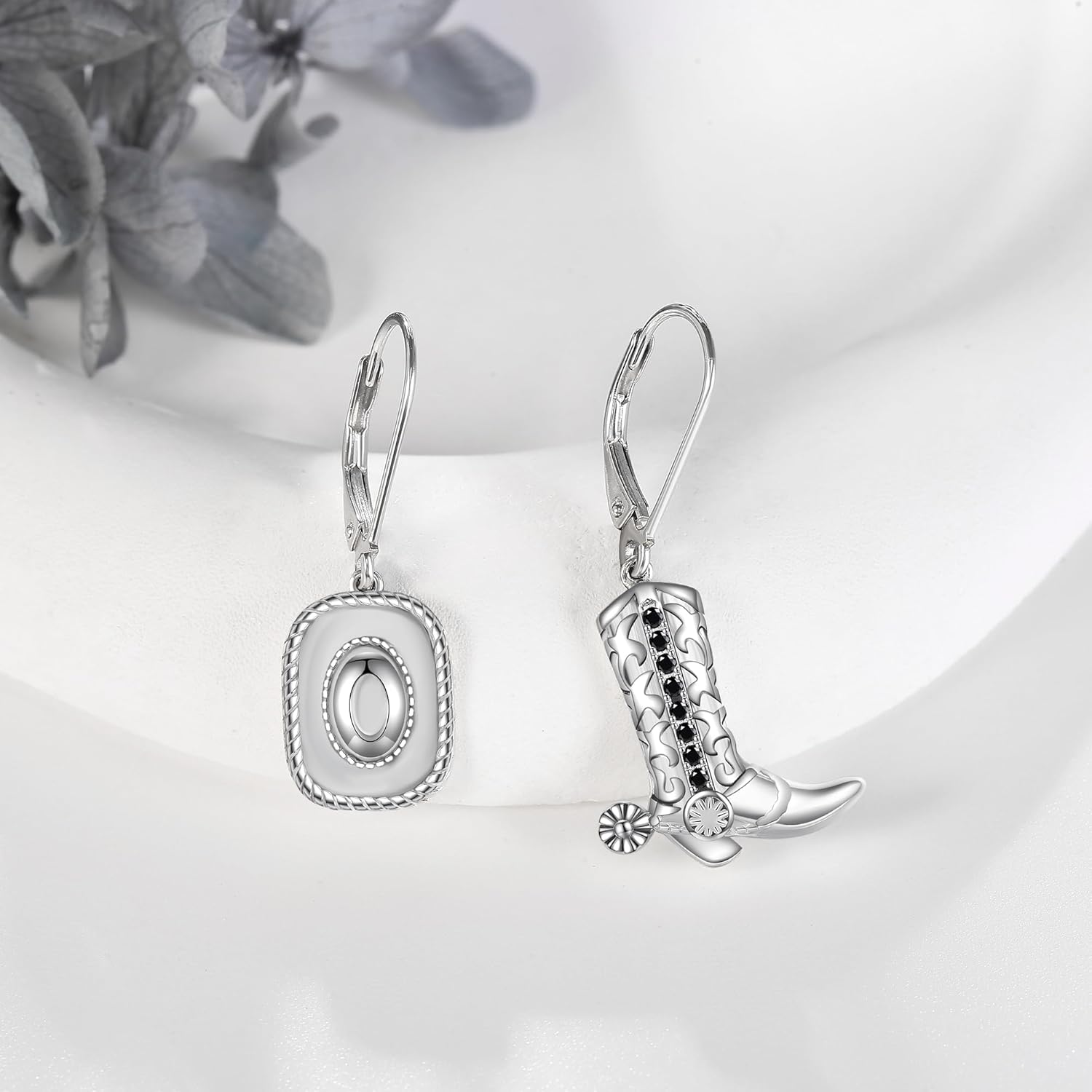 Western Earrings 925 Sterling Silver Western Cowboy Boot Dangle Earrings Texas Hat Drop Dangling Earrings Spur BohoJewelry Gift for Women Men - Image 3