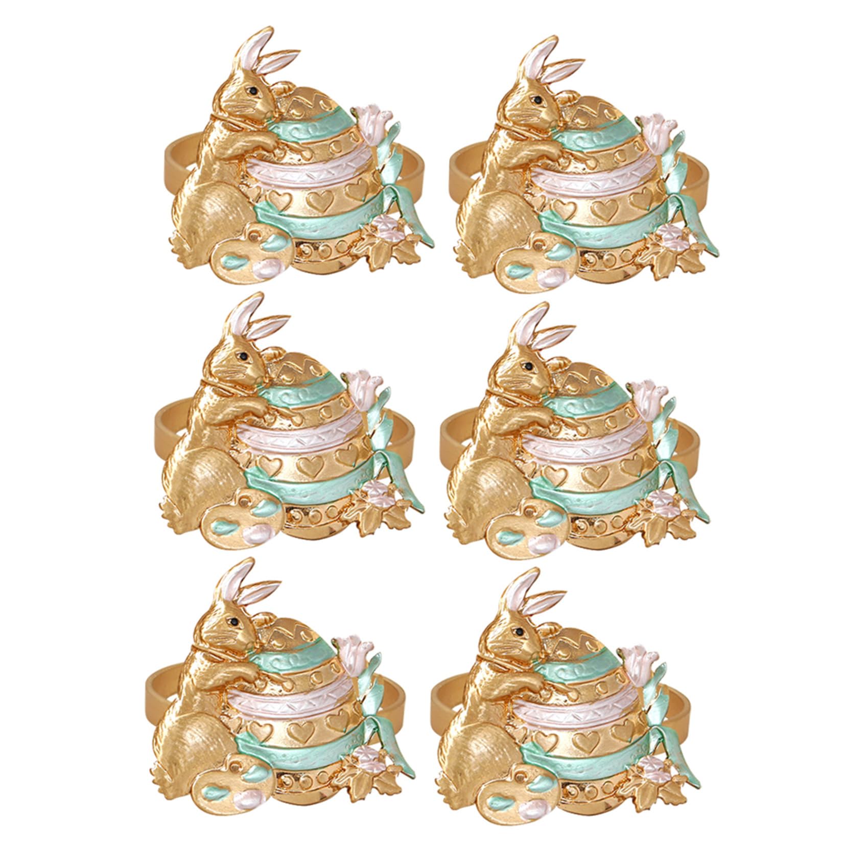 Luxshiny Osterhasen Serviettenring 6 Stück Hasenförmige Serviettenschnalle Für Ostern Esstisch Dekoration Party Serviettenhalter Kaninchen Design