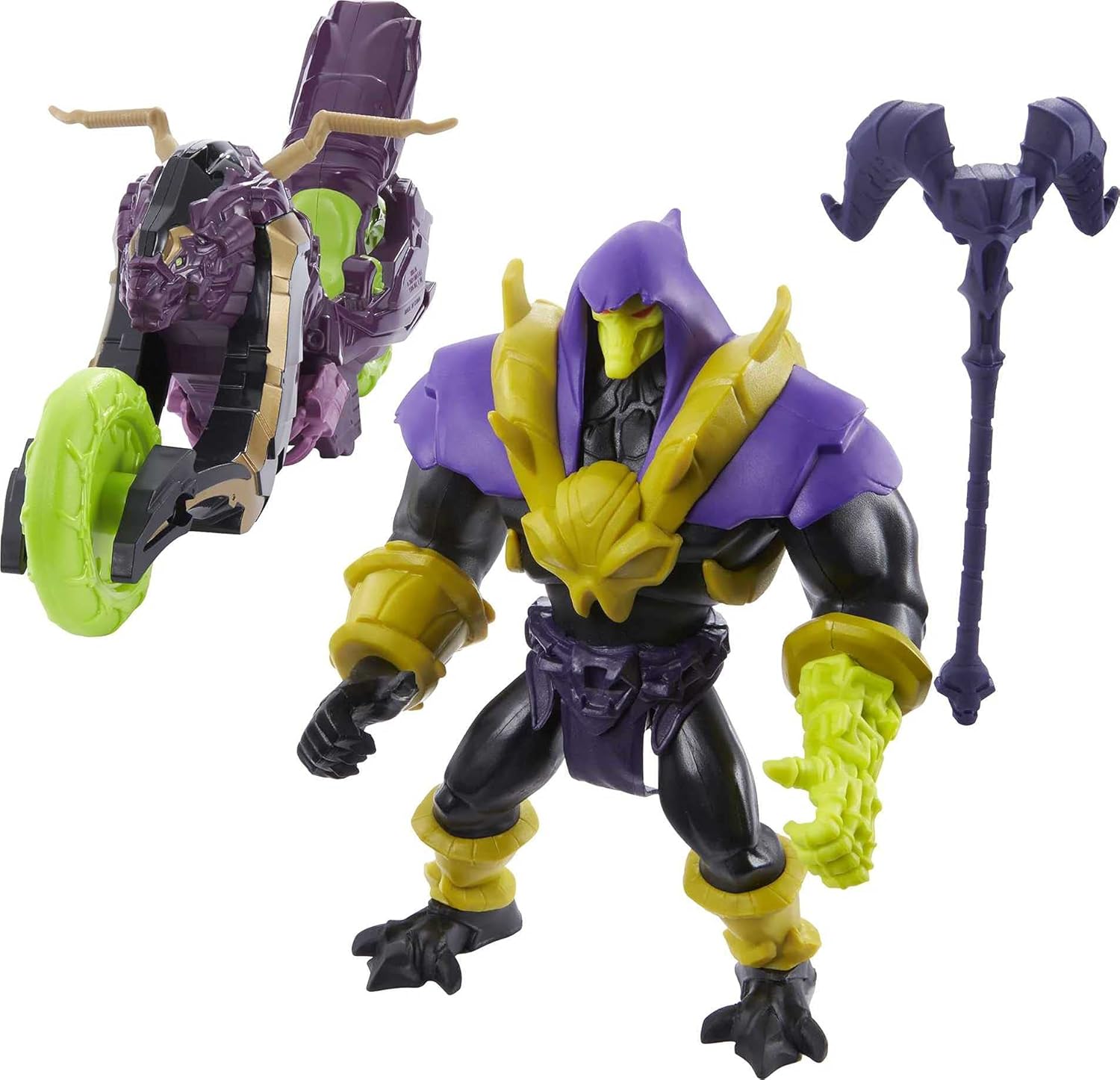 Masters of the Universe He-Man and the Action Figure + Vehicle Based on Animated Series, Articulated Battle Characters, Gift for 4 Years and Older