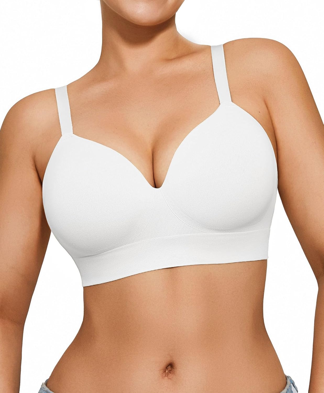 Popilush Wireless Seamless Bras for Women Soft Foam Cups Bralette No Wire Support Comfort T Shirt Bra