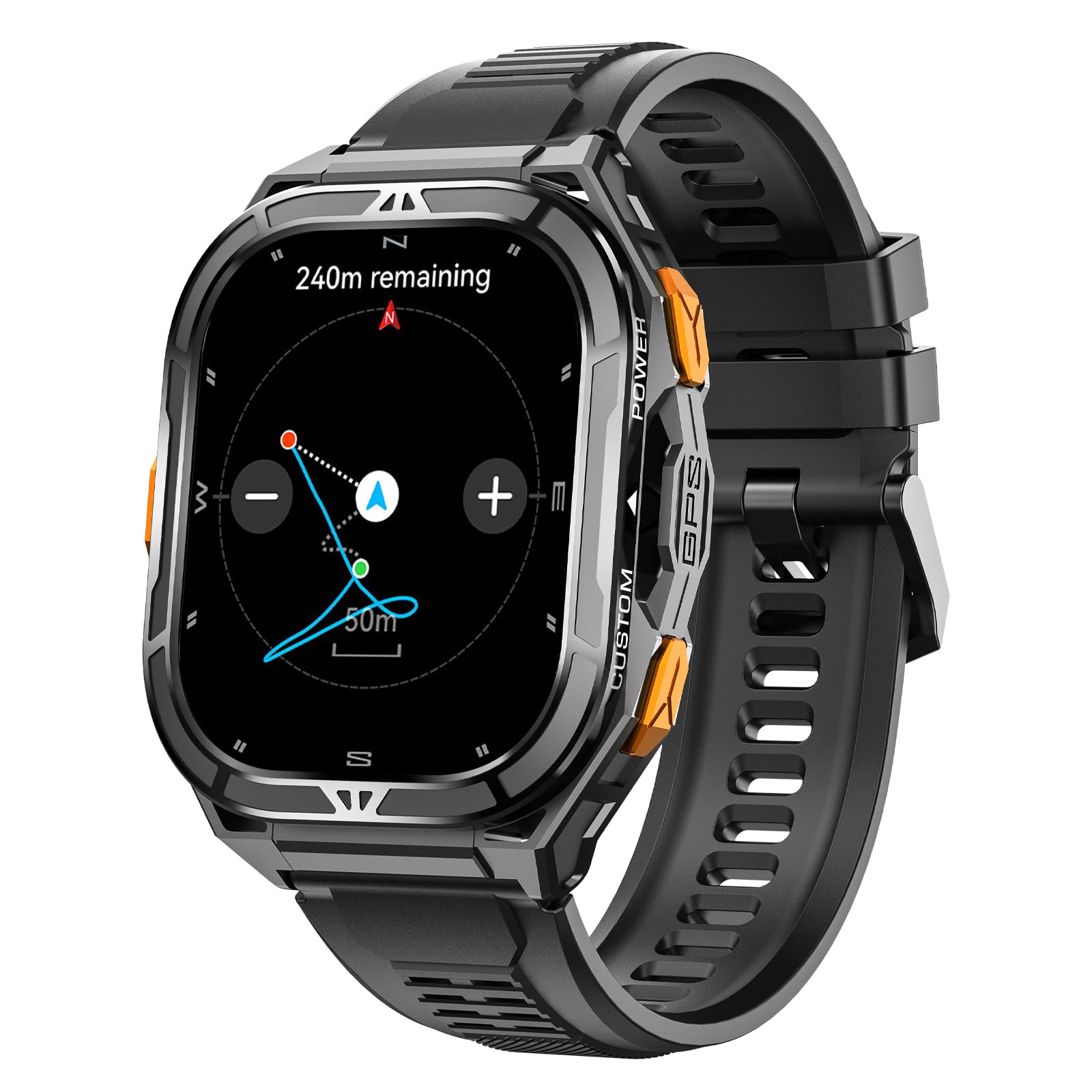 findtime GPS Montre Connectée Smartwatch Bluetooth sans Fil Grande Cadran Montre Homme Femme avec Appel Bluetooth Sport Podomètre Montre Connectée étanche 3ATM Multi activités Moniteur Fréquence