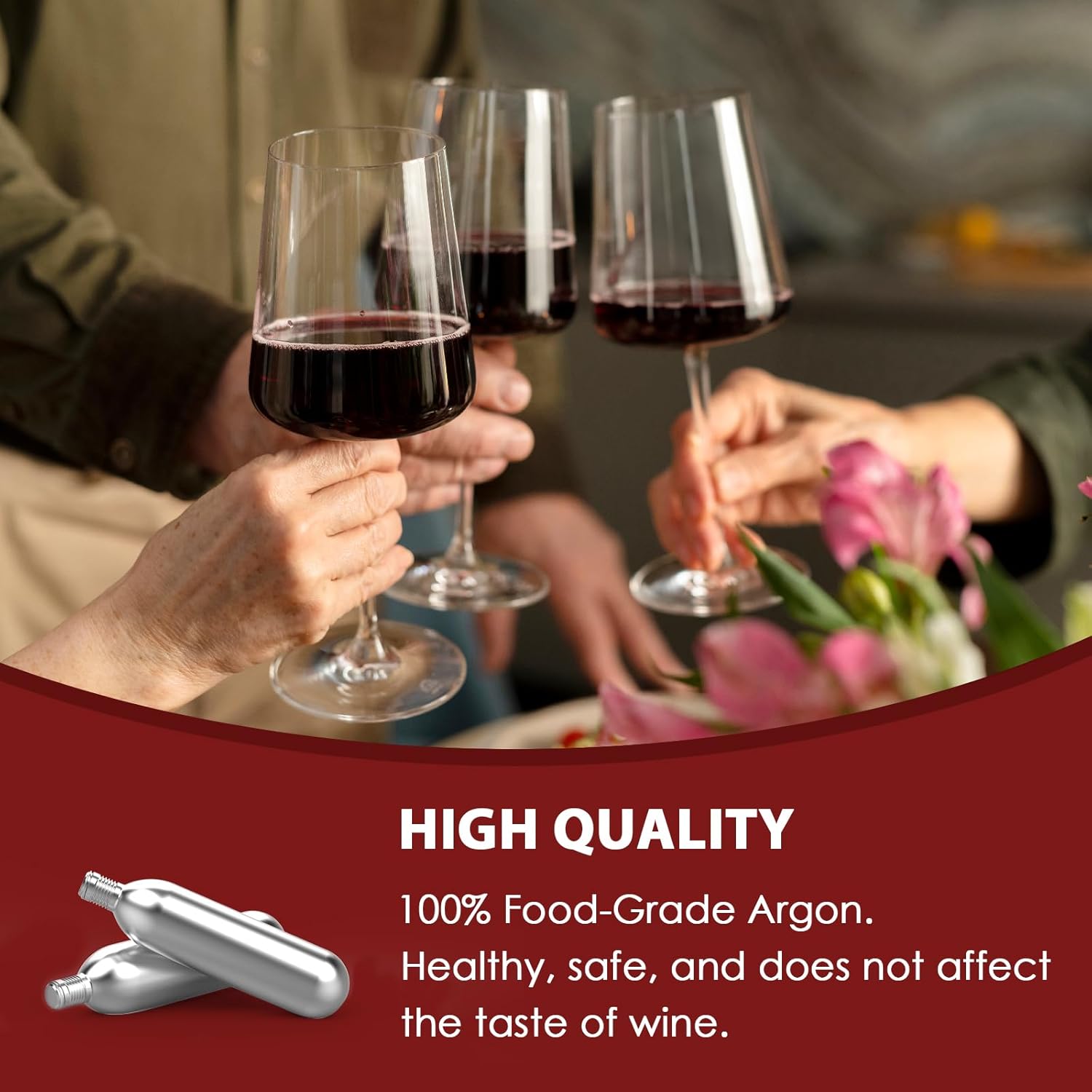 Blue Flag Argon Gas Capsules Cartridges Compatible with Wine Preservation Systems Pure Argon Tanks for Wine Preservation(8 Packs) - Silver, Plastic, Cylindrical Bottle Stoppers - Wine Stoppers