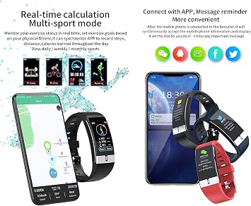 Fitness Tracker, Zeerkeer Waterproof Bluetooth Smart Bracelet with Blood Pressure ECG + PPG, Heart Rate Wrist Tracker, Pedometer Sleep Monitor for Man Woman