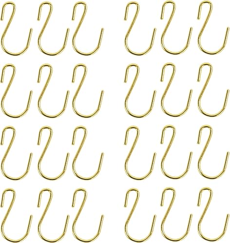 Paquete de 120 ganchos en S para colgar, ganchos de adornos de 1 pulgada, ganchos dorados en S resistentes, ganchos pequeños en S para joyas,